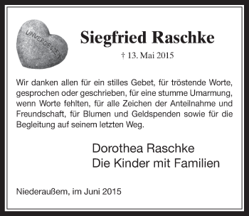 Anzeige von Siegfried Raschke von  Werbepost 
