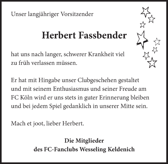 Anzeige von Herbert Fassbender von  Schlossbote/Werbekurier 