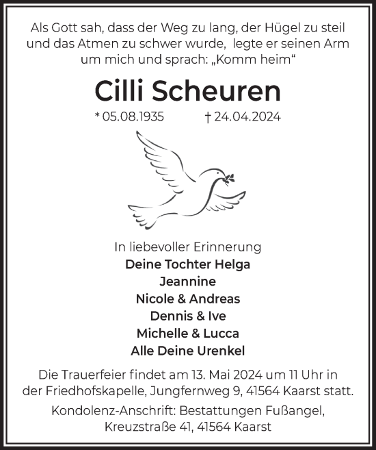 Anzeige von Cilli Scheuren von  Werbepost 
