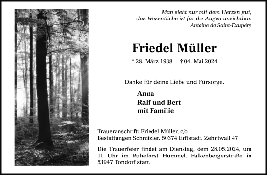 Anzeige von Friedel Müller von Kölner Stadt-Anzeiger / Kölnische Rundschau / Express