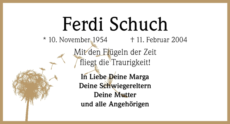  Traueranzeige für Ferdi Schuch vom 11.02.2012 aus Kölner Stadt-Anzeiger / Kölnische Rundschau / Express