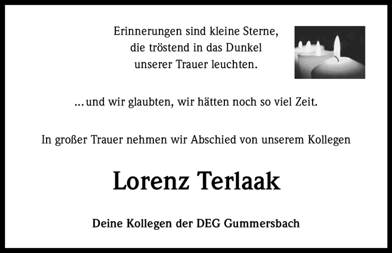  Traueranzeige für Lorenz Terlaak vom 12.04.2012 aus Kölner Stadt-Anzeiger / Kölnische Rundschau / Express