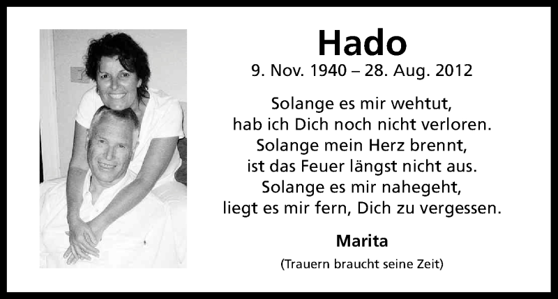  Traueranzeige für Hado Steinkuhle vom 28.08.2013 aus Kölner Stadt-Anzeiger / Kölnische Rundschau / Express