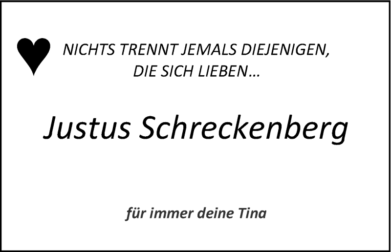  Traueranzeige für Justus Schreckenberg vom 01.02.2014 aus Kölner Stadt-Anzeiger / Kölnische Rundschau / Express