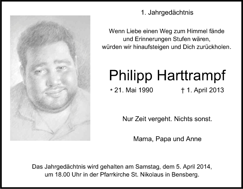  Traueranzeige für Philipp Harttrampf vom 01.04.2014 aus Kölner Stadt-Anzeiger / Kölnische Rundschau / Express