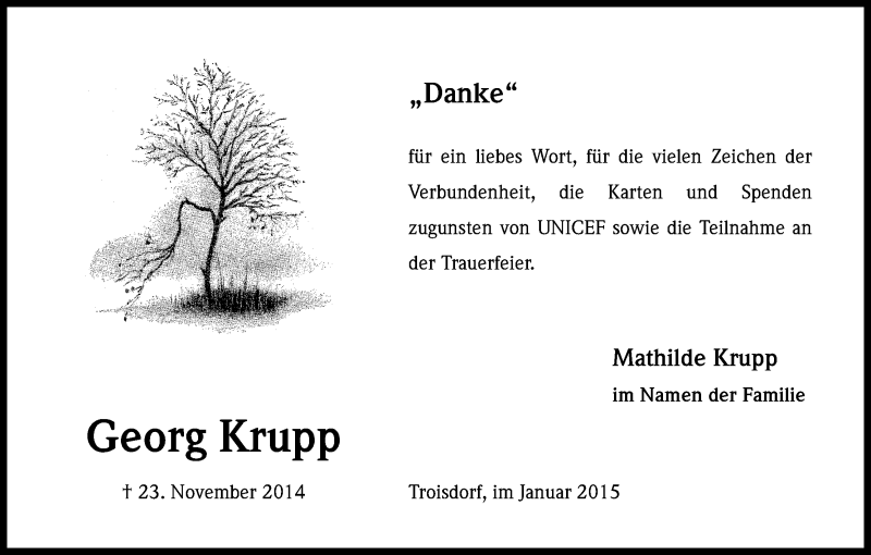  Traueranzeige für Georg Krupp vom 10.01.2015 aus Kölner Stadt-Anzeiger / Kölnische Rundschau / Express