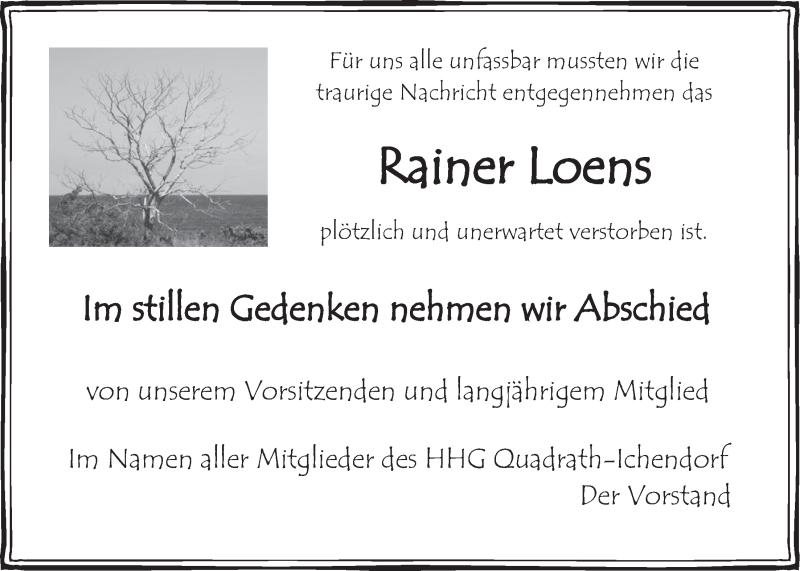  Traueranzeige für Rainer Loens vom 22.10.2014 aus  Werbepost 