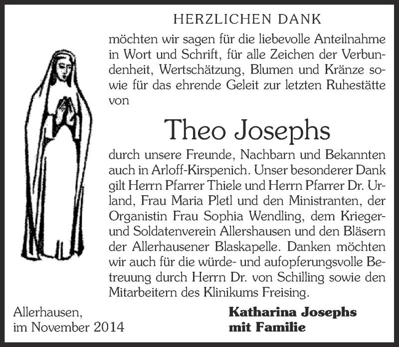  Traueranzeige für Theo Josephs vom 23.11.2014 aus  Blickpunkt Euskirchen 