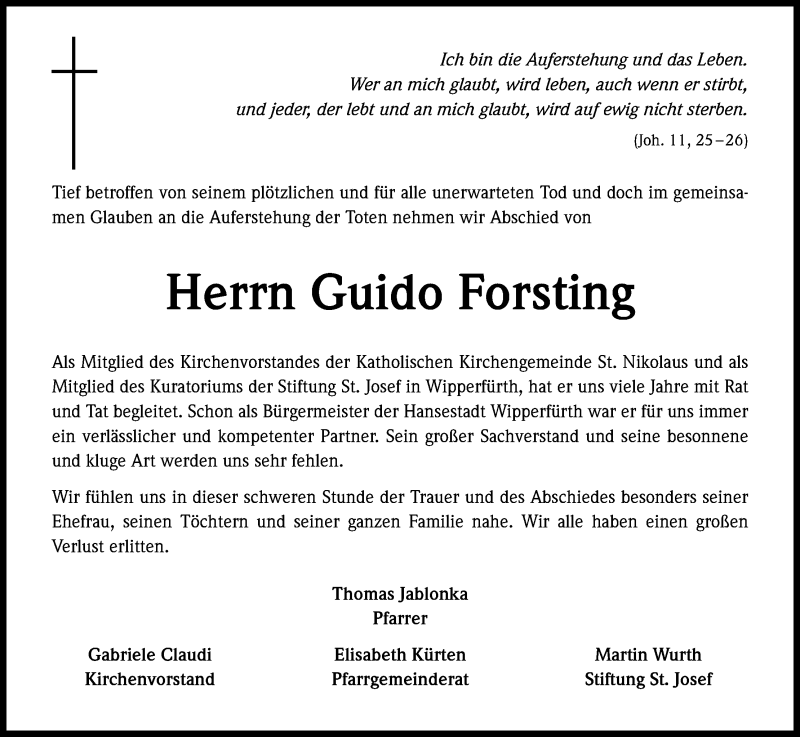  Traueranzeige für Guido Forsting vom 28.03.2015 aus Kölner Stadt-Anzeiger / Kölnische Rundschau / Express