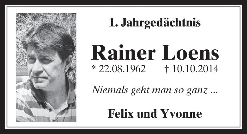  Traueranzeige für Rainer Loens vom 10.10.2015 aus  Sonntags-Post 