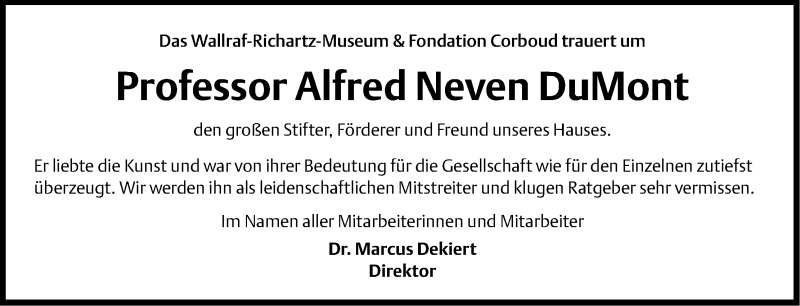  Traueranzeige für Alfred Neven DuMont vom 06.06.2015 aus Kölner Stadt-Anzeiger / Kölnische Rundschau / Express