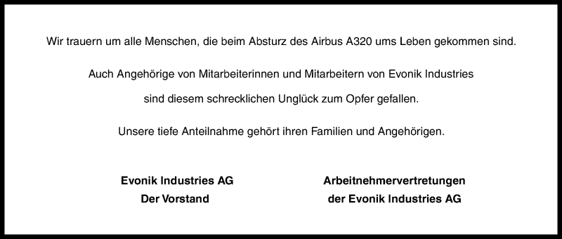  Traueranzeige für Opfer des Flugzeugabsturzes vom 24.03.2015 vom 28.03.2015 aus Kölner Stadt-Anzeiger / Kölnische Rundschau / Express
