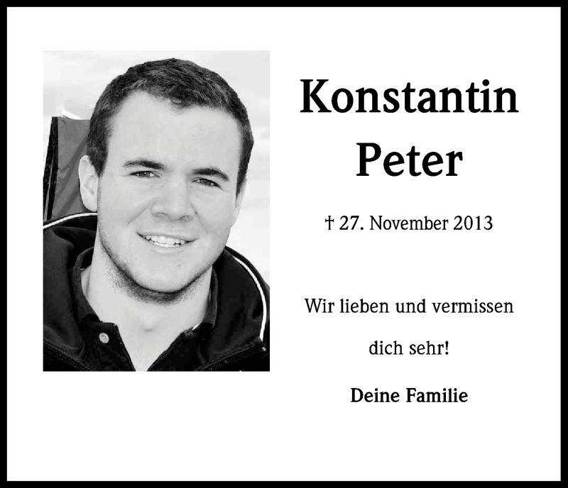  Traueranzeige für Konstantin Peter vom 27.11.2015 aus Kölner Stadt-Anzeiger / Kölnische Rundschau / Express