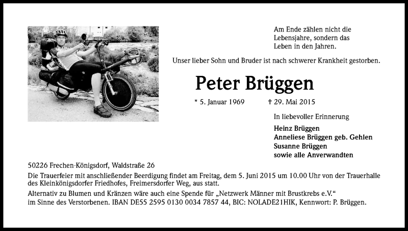  Traueranzeige für Peter Brüggen vom 02.06.2015 aus Kölner Stadt-Anzeiger / Kölnische Rundschau / Express