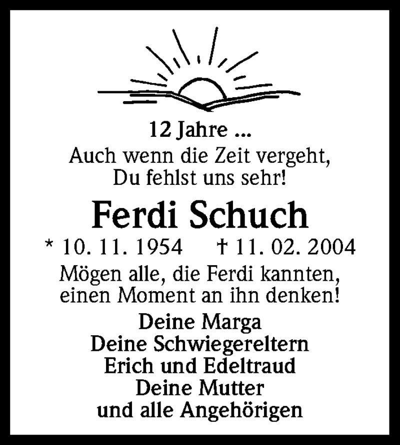  Traueranzeige für Ferdi Schuch vom 11.02.2016 aus Kölner Stadt-Anzeiger / Kölnische Rundschau / Express
