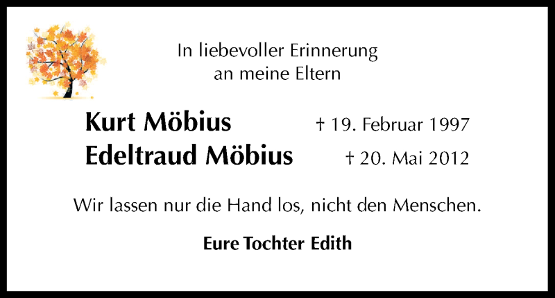  Traueranzeige für Edeltraud und Kurt Möbius vom 19.02.2016 aus Kölner Stadt-Anzeiger / Kölnische Rundschau / Express