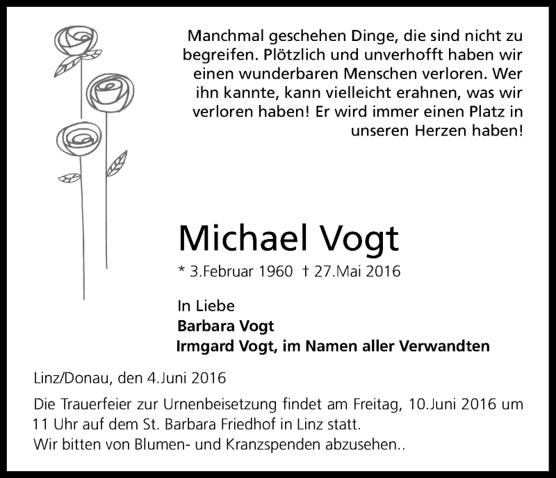  Traueranzeige für Michael Vogt vom 08.06.2016 aus Kölner Stadt-Anzeiger / Kölnische Rundschau / Express