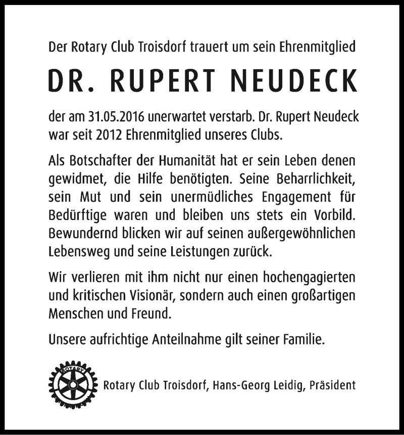  Traueranzeige für Rupert Neudeck vom 09.06.2016 aus Kölner Stadt-Anzeiger / Kölnische Rundschau / Express
