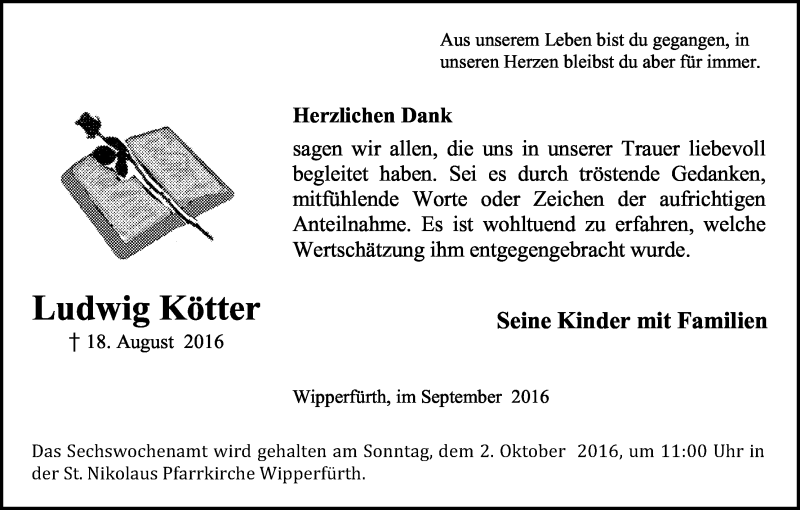  Traueranzeige für Ludwig Kötter vom 24.09.2016 aus Kölner Stadt-Anzeiger / Kölnische Rundschau / Express