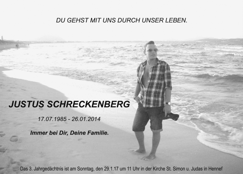  Traueranzeige für Justus Schreckenberg vom 21.01.2017 aus  Rhein-Sieg-Wochenende 
