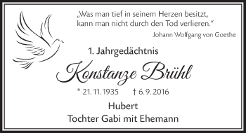 Anzeige von Konstanze Brühl von  Schlossbote/Werbekurier 