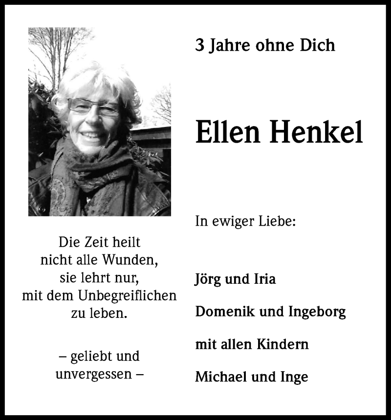  Traueranzeige für Ellen Henkel vom 16.01.2019 aus Kölner Stadt-Anzeiger / Kölnische Rundschau / Express