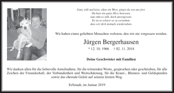 Anzeige von Jürgen Bergerhausen von  Werbepost 