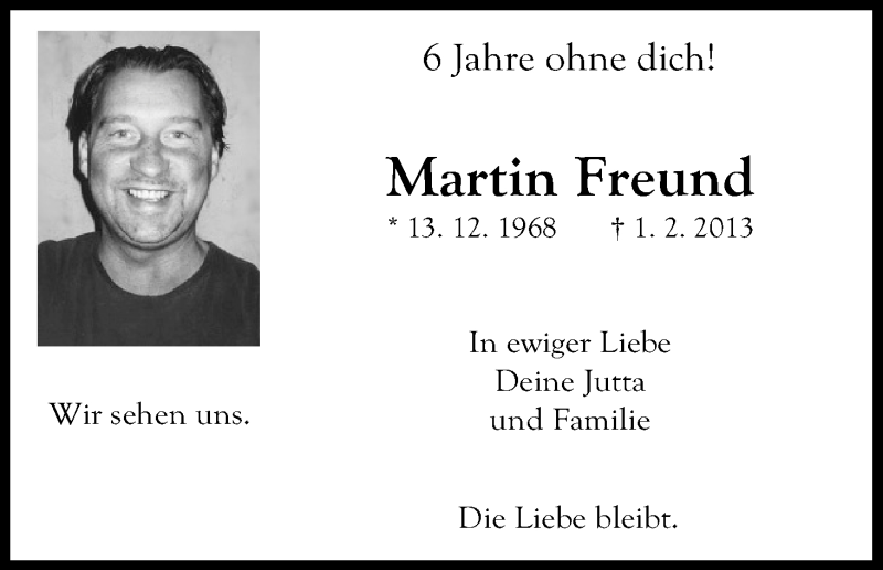  Traueranzeige für Martin Freund vom 01.02.2019 aus Kölner Stadt-Anzeiger / Kölnische Rundschau / Express