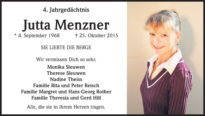  Traueranzeige für Jutta Menzner vom 25.10.2019 aus Kölner Stadt-Anzeiger / Kölnische Rundschau / Express