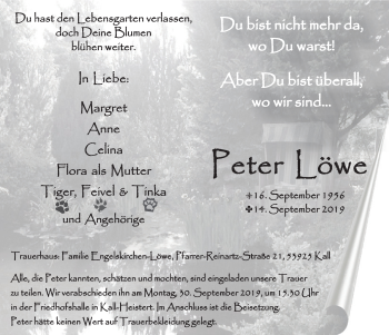 Anzeige von Peter Löwe von  Schlossbote/Werbekurier 