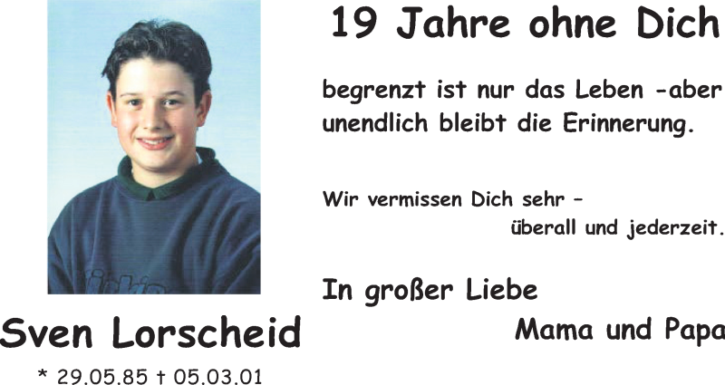  Traueranzeige für Sven Lorscheid vom 05.03.2020 aus Kölner Stadt-Anzeiger / Kölnische Rundschau / Express