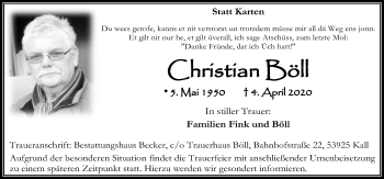 Anzeige von Christian Böll von Kölner Stadt-Anzeiger / Kölnische Rundschau / Express