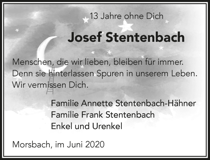  Traueranzeige für Josef Stentenbach vom 19.06.2020 aus  Lokalanzeiger 
