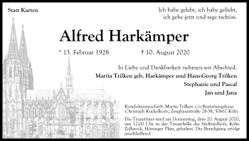 Anzeige von Alfred Harkämper von Kölner Stadt-Anzeiger / Kölnische Rundschau / Express