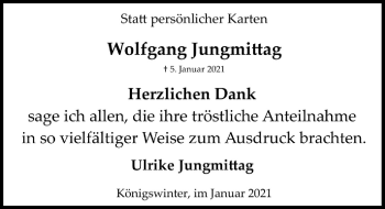 Anzeige von Wolfgang Jungmittag von  Extra Blatt 