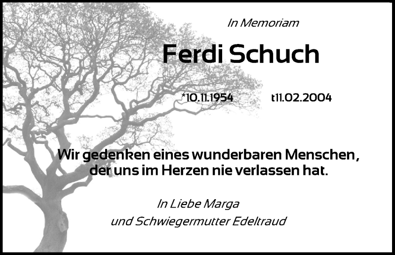  Traueranzeige für Ferdi Schuch vom 11.02.2021 aus Kölner Stadt-Anzeiger / Kölnische Rundschau / Express
