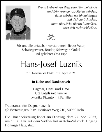 Anzeige von Hans-Josef Luznik von Kölner Stadt-Anzeiger / Kölnische Rundschau / Express