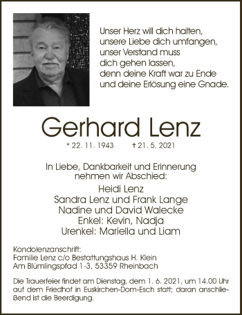 Anzeige von Gerhard Lenz von  Schaufenster/Blickpunkt 