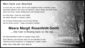Anzeige von Meera Margit Rosenfeldt-Smith von Kölner Stadt-Anzeiger / Kölnische Rundschau / Express