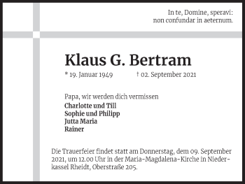 Anzeige von Klaus G. Bertram von Kölner Stadt-Anzeiger / Kölnische Rundschau / Express