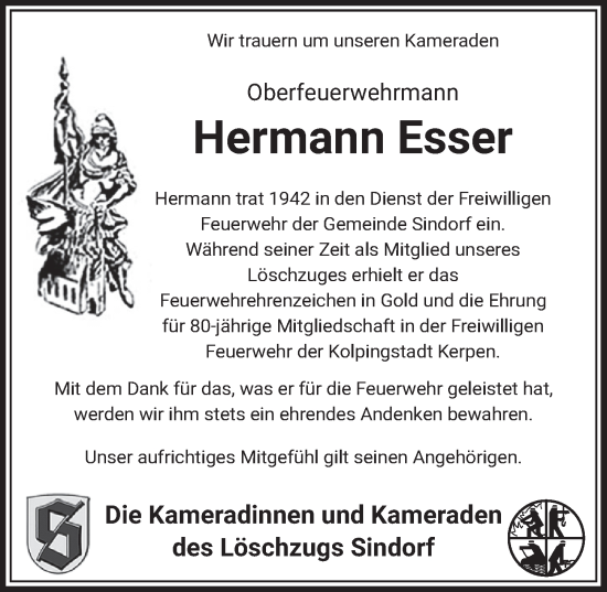 Anzeige von Hermann Esser von  Werbepost 