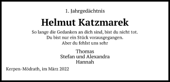 Anzeige von Helmut Katzmarek von Kölner Stadt-Anzeiger / Kölnische Rundschau / Express