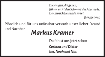 Anzeige von Markus Kramer von  Schlossbote/Werbekurier 