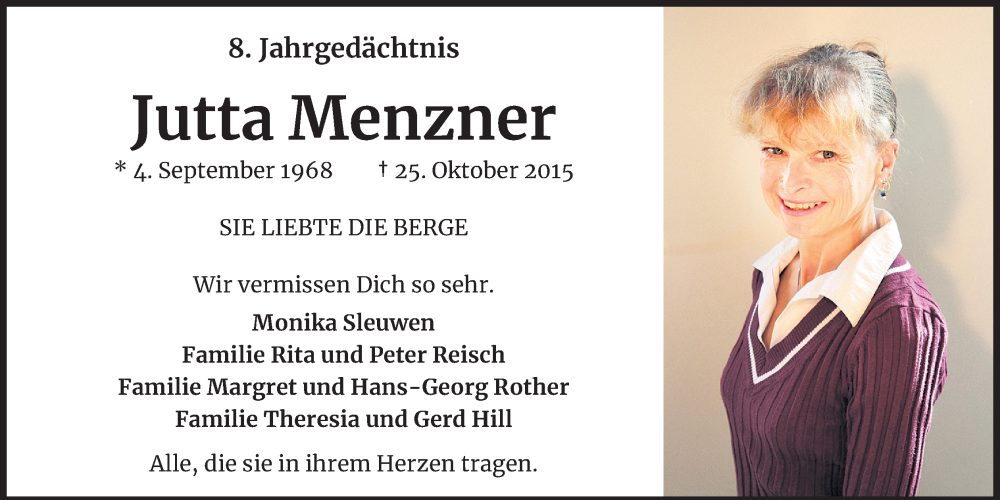 Traueranzeige für Jutta Menzner vom 25.10.2023 aus Kölner Stadt-Anzeiger / Kölnische Rundschau / Express