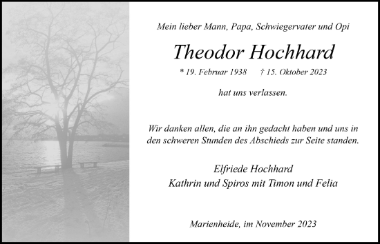 Anzeige von Theodor Hochhard von  Anzeigen Echo 