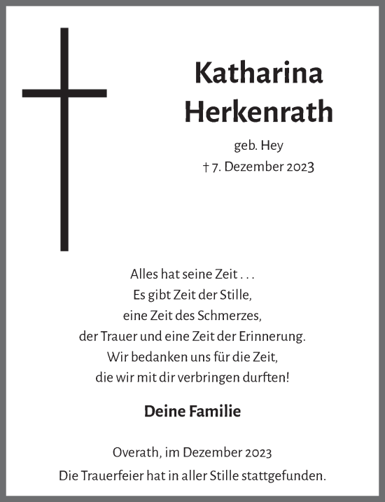 Anzeige von Katharina Herkenrath von  Bergisches Handelsblatt 