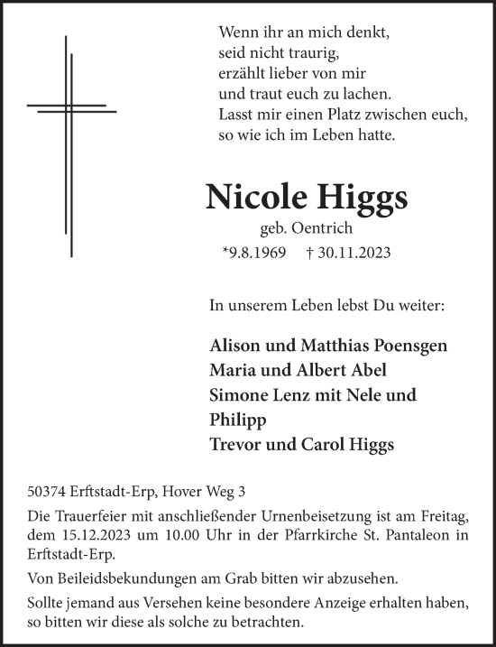 Anzeige von Nicole Higgs von  Werbepost 