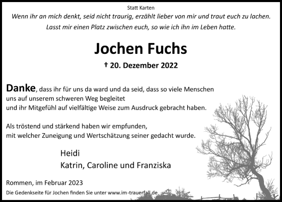 Anzeige von Jochen Fuchs von  Lokalanzeiger 