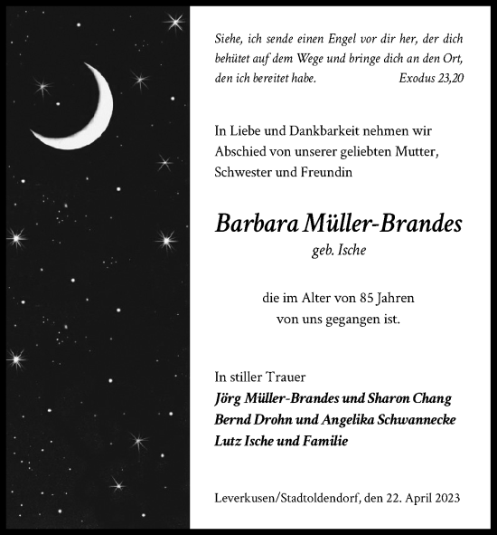 Anzeige von Barbara Müller-Brandes von Kölner Stadt-Anzeiger / Kölnische Rundschau / Express