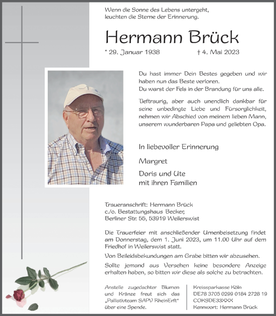 Anzeige von Hermann Brück von  Blickpunkt Euskirchen 